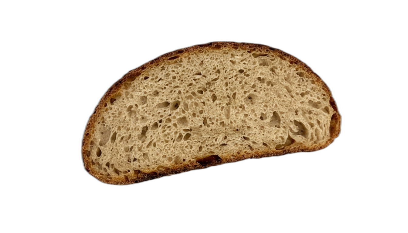Dinkel-Sauerteigbrot – der Anschnitt zeigt die dichte Krume